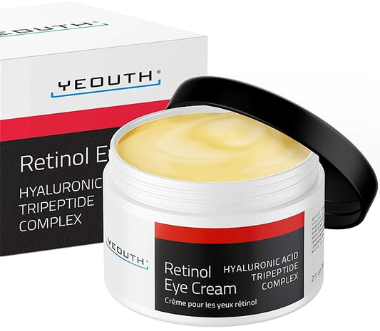 YEOUTH Retinol Eye Cream with Hyaluronic Acid, Hydrating Under Eye Cream for a Refreshed Appearance, Retinol Cream for Face, Eye Care 2oz-VivaGrace Women