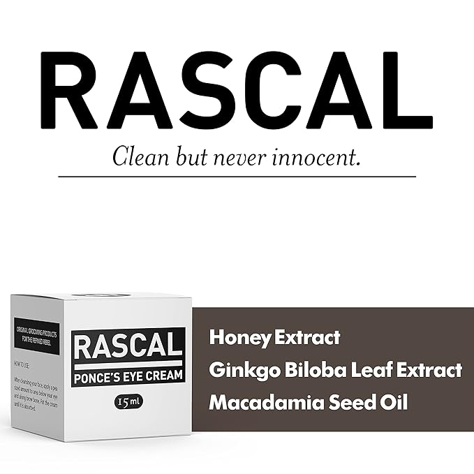 Rascal Ponce's Eye Cream | Under Eye Cream Dark Circle Remover for Men - Made with ginkgo Biloba Leaf Extract Macadamia Seed Oil (Container 0.5 Oz)-VivaGrace Women