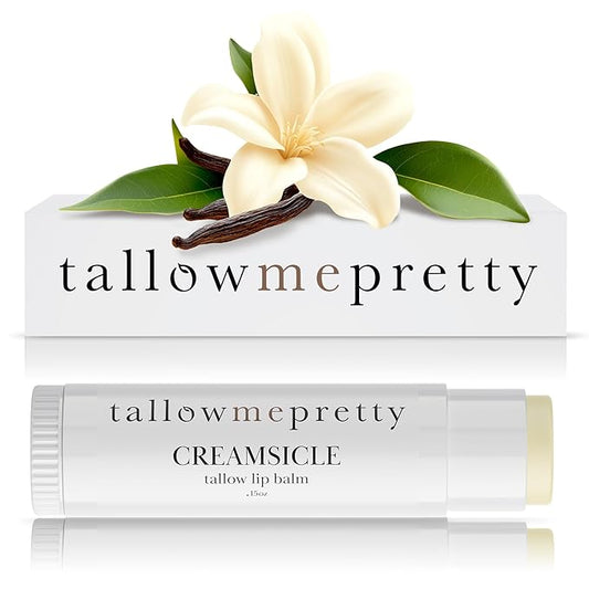 Creamsicle Lip Balm, Luxuriously Soothing & Protective Tallow Lip Balm w/Nutrient-Rich Tallow, Vanilla Bean, Sweet Orange Essential Oil & More, Non-Toxic Lip Care, USA Made, .15 Oz.-VivaGrace Women