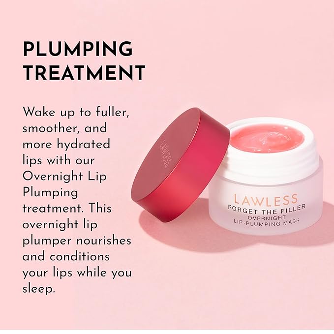 LAWLESS Forget the Filler Lip Mask - Cherry Vanilla - Premium Overnight Lip Plumping Treatment with Natural Ingredients Designed to Plump, Hydrate, and Smooth Lips - 0.28 oz-VivaGrace Women