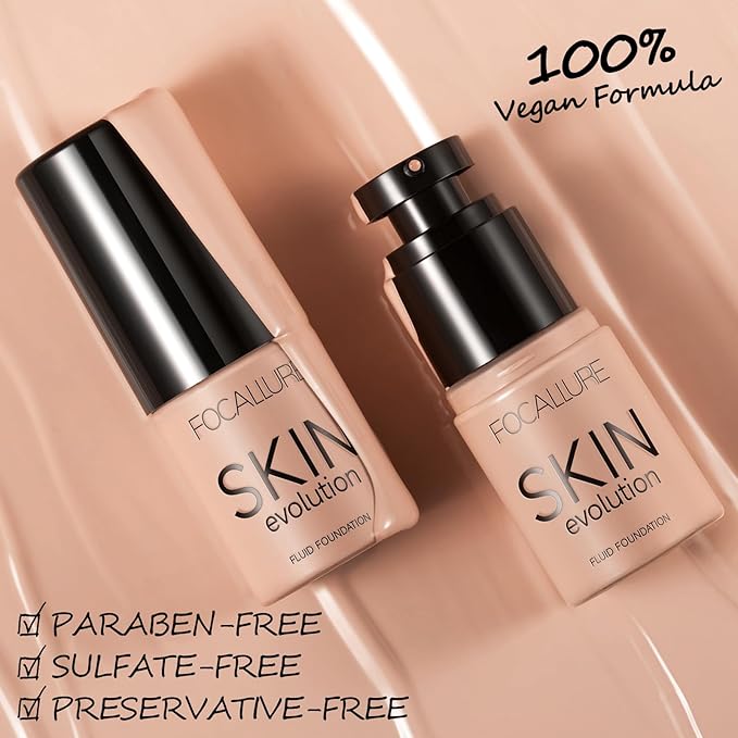 FOCALLURE 2 Pcs Liquid Foundation, Skin Evolution Foundation + Concealer, Full Coverage Foundation Makeup, Durable, Waterproof, Oil-Control, Hides Wrinkles & Lines, Warm Beige-VivaGrace Women