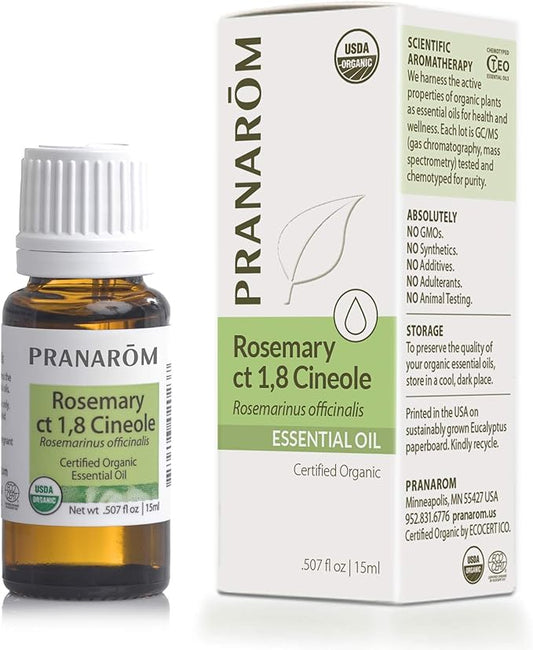 Pranarom USDA Certified Organic Rosemary Cineole Essential Oil (15ml), 100% Pure Undiluted Therapeutic Grade from Tunisia for Aromatherapy, Diffuser, Meditation, Massage, Relaxation-VivaGrace Women
