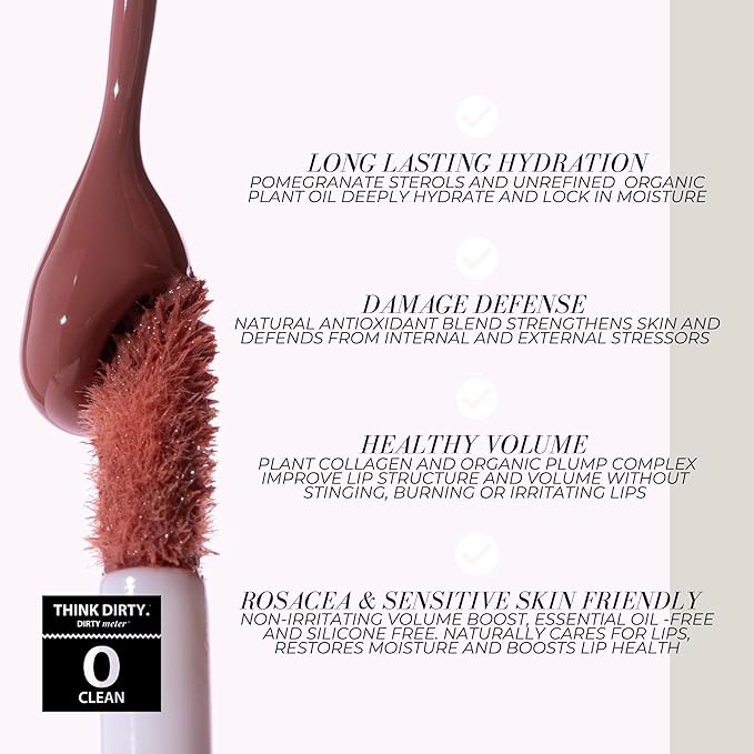 FITGLOW Beauty Lip Colour Serum | Hydrating Lip Gloss | Plumping Anti-Aging Lip Treatment | Natural Shine with Pomegranate Sterols & Collagen | Buildable Color for Dry Chapped Lips | Gleam - 10g-VivaGrace Women