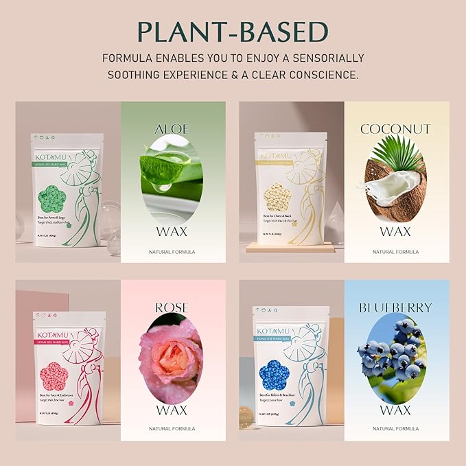 KOTAMU Waxing Kit for Women & Men, Wax Warmer for Hair Removal, Digital Wax Kit with Silicone Pot，Ideal for Face Eyebrow Arm Legs Armpit &Sensitive Skin, Cherry Waxing Machine for Home Salon Use-VivaGrace Women