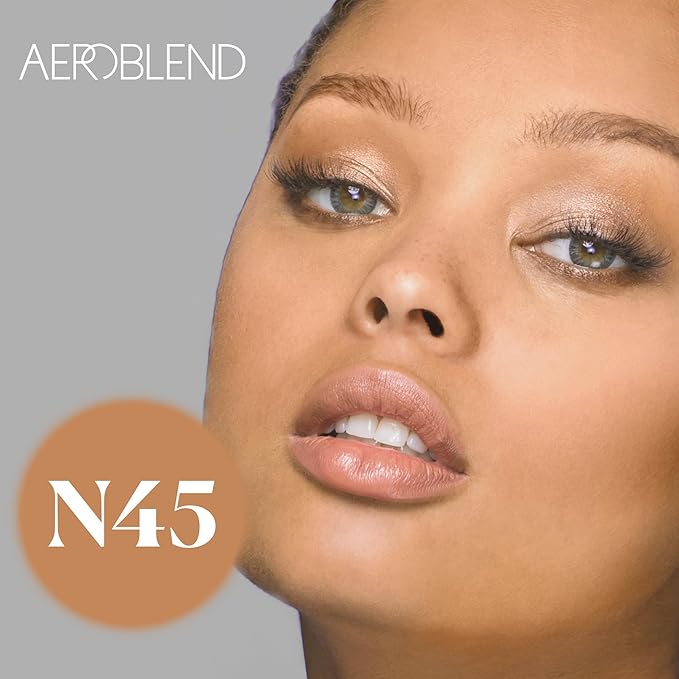 AEROBLEND Airbrush Foundation Makeup (N45) Professional, Water-Based, Buildable, Long-wearing, For all skin types, 1 oz-VivaGrace Women