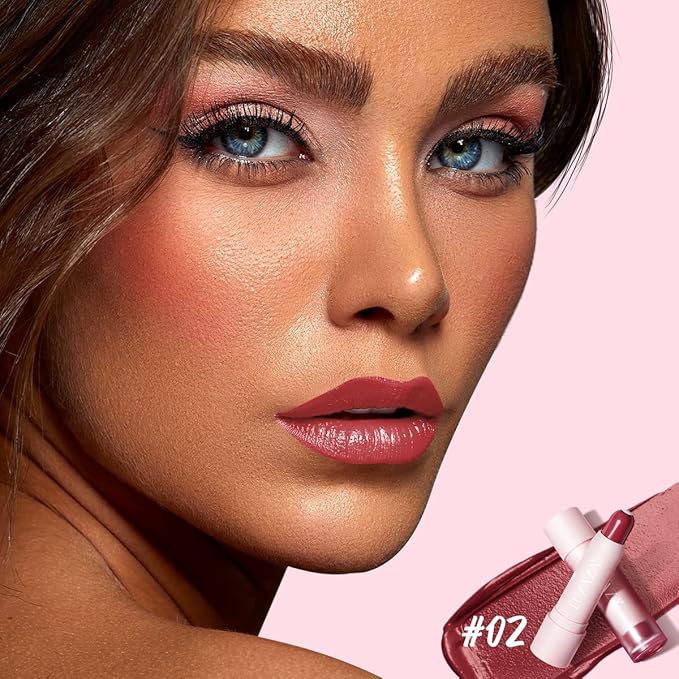 Tinted Lip Balm Chapstick with Color, Natural Semi - Gloss Finish, Hydrating/Coloring 2 in 1 Moisturizer Lip Stick for Girls & Women #02 Rose-In-Love-VivaGrace Women