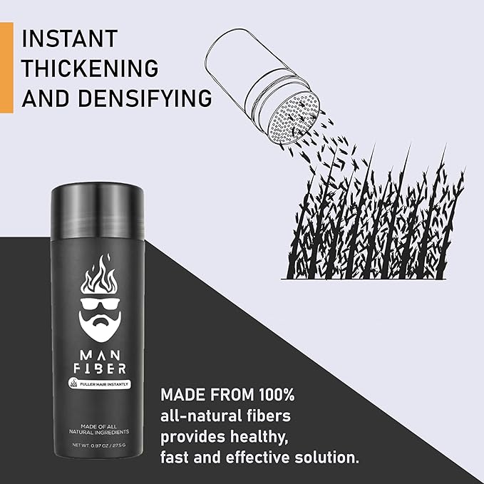 THE MAN KIT | Hair Set - Hair Thickening Fibers (Black), Hair Fiber Locking Spray + Applicator Fiber Pump to create Natural looking Fuller Hair and Beard | Man Card Included.-VivaGrace Women