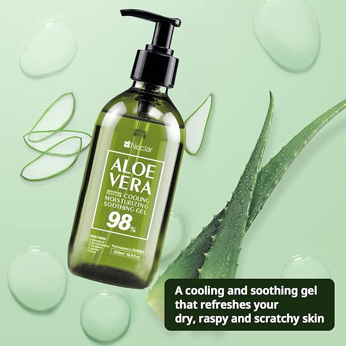 98% Aloe Vera Gel for Face, Skin and Hair - 16.9 oz / 500ml - Pure Aloe Vera Gel for Sunburn Relief - After Sun Care - Sun Burn Moisturizer-VivaGrace Women