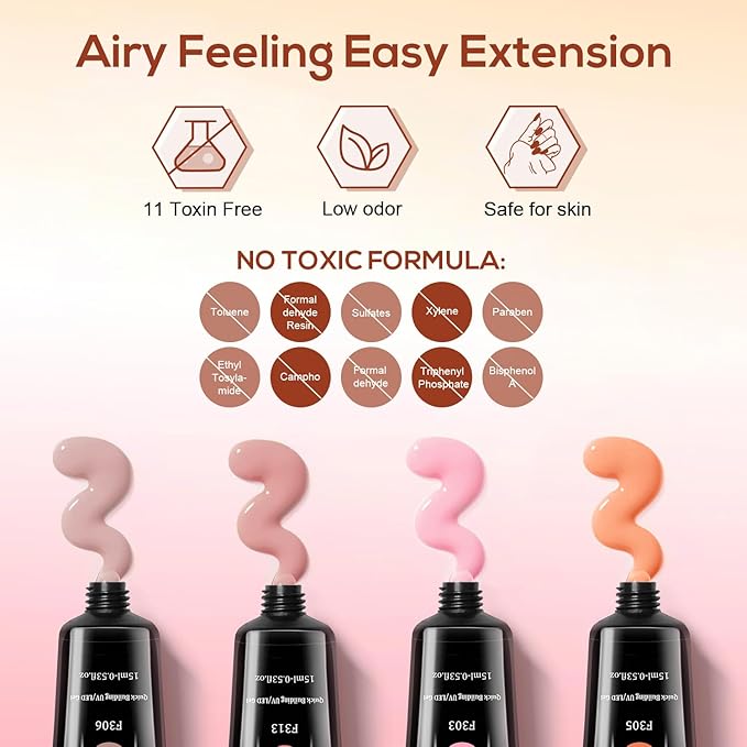 JEWHITENY Poly Extension Gel Kit With 48W LED Nail Lamp 14 Colors Builder Extension Gel All-in-One French Kit Nail Art Design Beginner Kit-VivaGrace Women