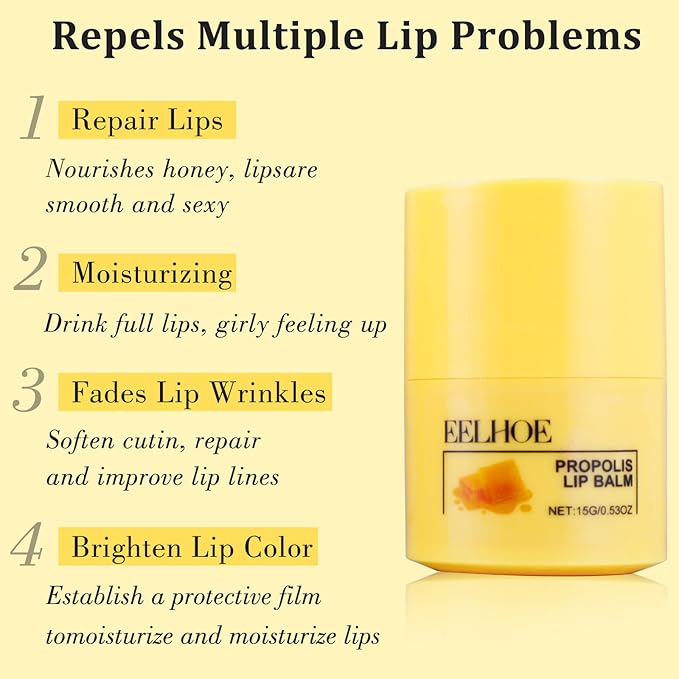 Honey Lip Butter, Hydrating Overnight Lip Balm & Mask, Bee Lip Mask, 12 Hours Long-lasting Moisture, Hygienic Twist Dispenser, Cracked Lip Scrubs Exfoliato Lip Wrinkle Skin Care Products-VivaGrace Women