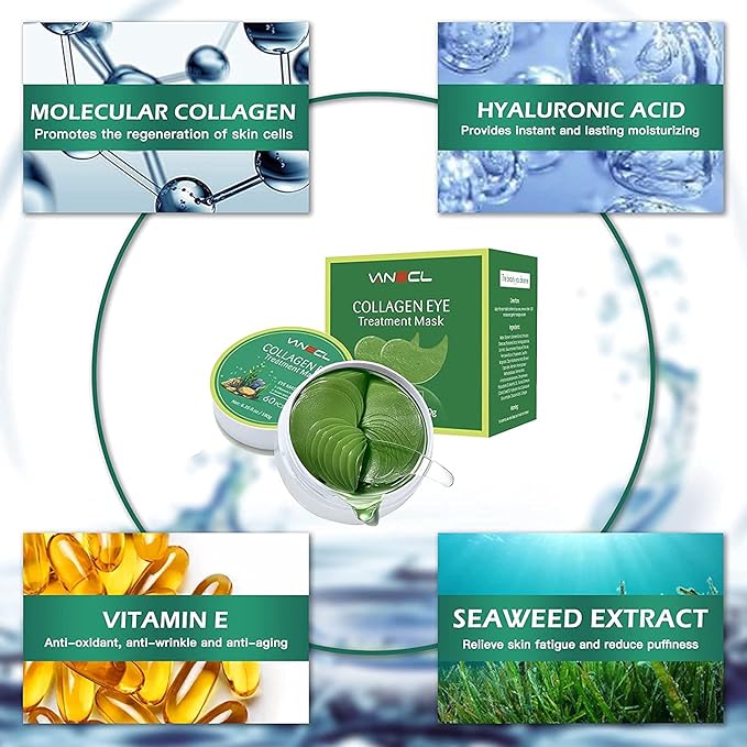 VANELC Eye Mask,Under Eye Patches with Collagen Seaweed,Eye Gel Treatment Masks For Dark Circles , Under Eye Bags Treatment, Natural Eye Masks for Puffy Eyes, Under eye Dark Circles,Anti-Wrinkle-VivaGrace Women