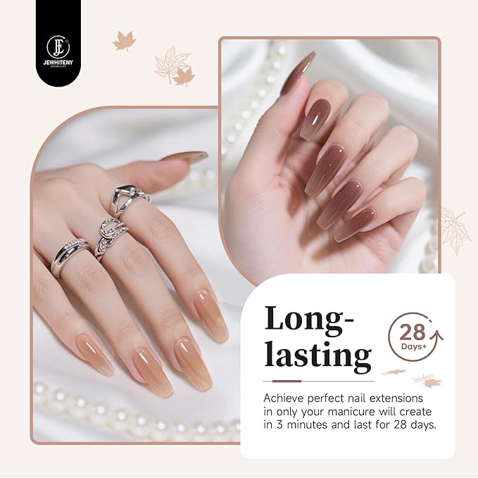 JEWHITENY Poly Nail Gel Set Clear Nude Brown Neutral Classic Color Base and Top Coat Slip Solution Poly Extension Gel With Acrylic Nail Builder Need U V Lamp Curing-VivaGrace Women