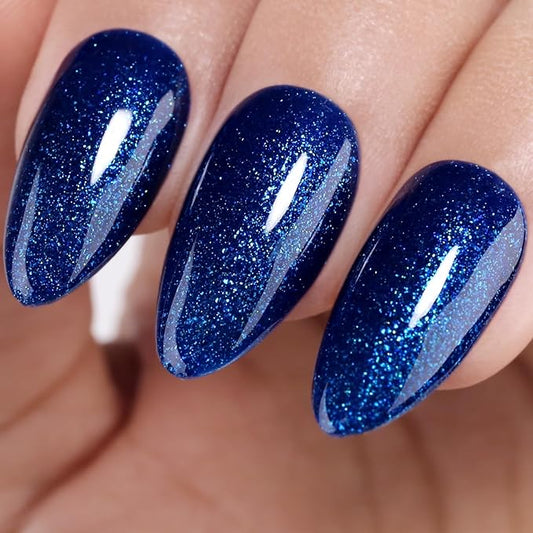 Imtiti Gel Nail Polish, Glitter Navy Blue Gel Polish, UV LED Soak Off Color Gel Polish for Manicure Salon or DIY Nail Art at Home, 0.5 Fl Oz