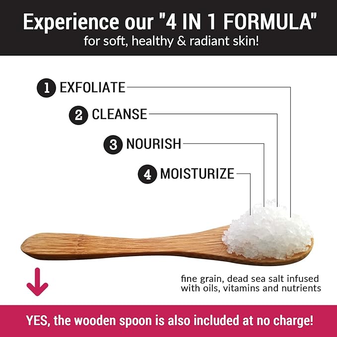 pureSCRUBS Premium Sea Salt Body Scrub Set - Large 16oz Peppermint Scrub With Infused Essential Oils & Nutrients, Includes Wooden Spoon, Loofah & Oatmeal Exfoliating Bar Soap-VivaGrace Women