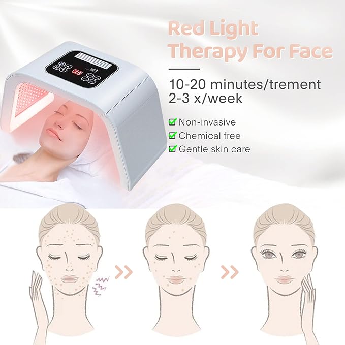 Led-Light-Therapy, Red Light Therapy for Face 7 in 1 Colors LED Facial Skin Care Tool Facial Neck Body Hand Skincare Mask-VivaGrace Women