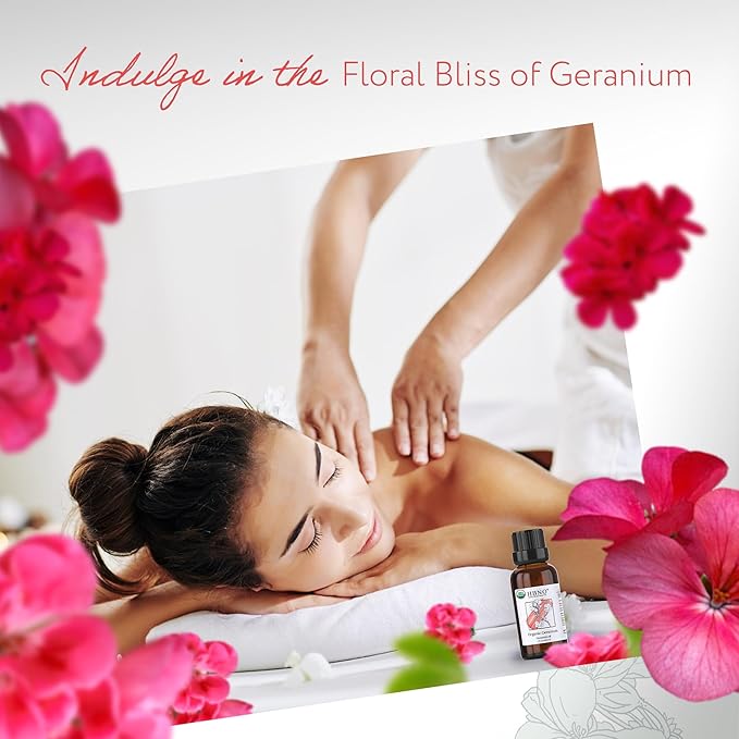 HBNO Organic Geranium Essential Oil - 1 oz (30ml) - USDA Certified Organic Geranium Essential Oil for Aromatherapy, Soap Making, DIY, Fragrances, Diffuser.-VivaGrace Women