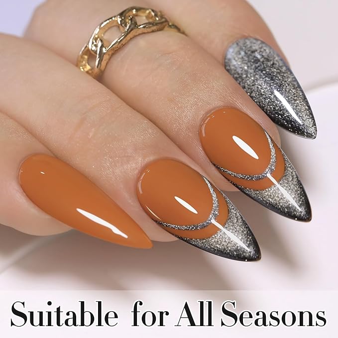 Double Rhythm Translucent Gel Polish Sheer Neutral Natural Light Milky Same Color Same Bottle 15ML Jelly UV Nail Polish Nail Art DIY at Home (Brown Orange-A1447)-VivaGrace Women