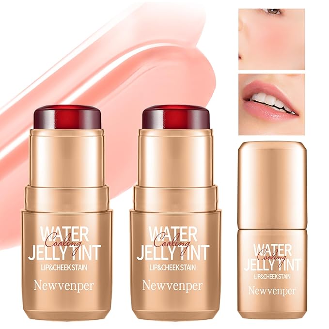 2PCS Jelly Blush Stick, Multi-Purpose Lip & Cheek Stick, Waterproof jelly tint, Moisturizing Cooling Water Jelly Tint Long Lasting cheek stain & lip tint for Women and Girls 02#-VivaGrace Women