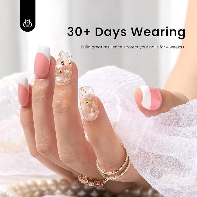 Beetles Builder Gel for Nails 0.51 OZ 8 in 1 Clear Nail Builder Strengthener Gel Enhancement Nail Gel Building Nail Apex for Beginners & DIY Salon Manicure-VivaGrace Women