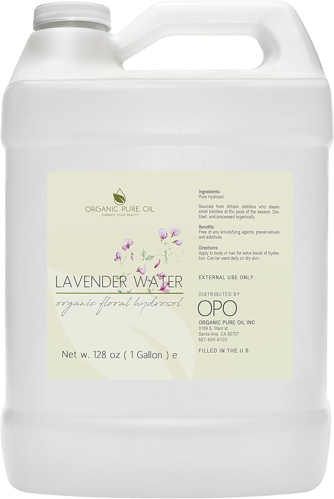 OPO Lavender Water Hydrosol - Pure Steam Distilled Natural Non GMO Calming Bulk Body, Face, Facial Toner, Aromatherapy, Set Makeup, Cleanser Mist Spritz (128 oz / 1 Gallon)-VivaGrace Women