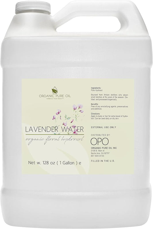 OPO Lavender Water Hydrosol - Pure Steam Distilled Natural Non GMO Calming Bulk Body, Face, Facial Toner, Aromatherapy, Set Makeup, Cleanser Mist Spritz (128 oz / 1 Gallon)-VivaGrace Women