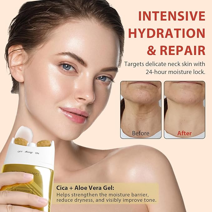 AH-8 Firming Neck Cream with Roller - Neck and Chest Firming Cream to Lift, Tighten & Smooth Sagging Skin, Reduce Wrinkles & Hydrate for Youthful Neck, 4.23 Fl Oz-VivaGrace Women