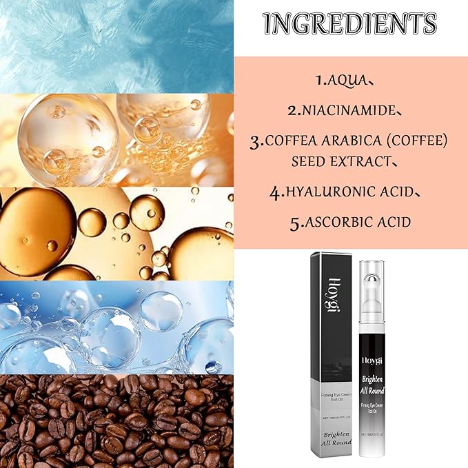 Caffeine Eye Cream Eye Serum, Under Eye Roller Cream for Dark Circles and Puffiness, 0.51 Fl Oz-VivaGrace Women