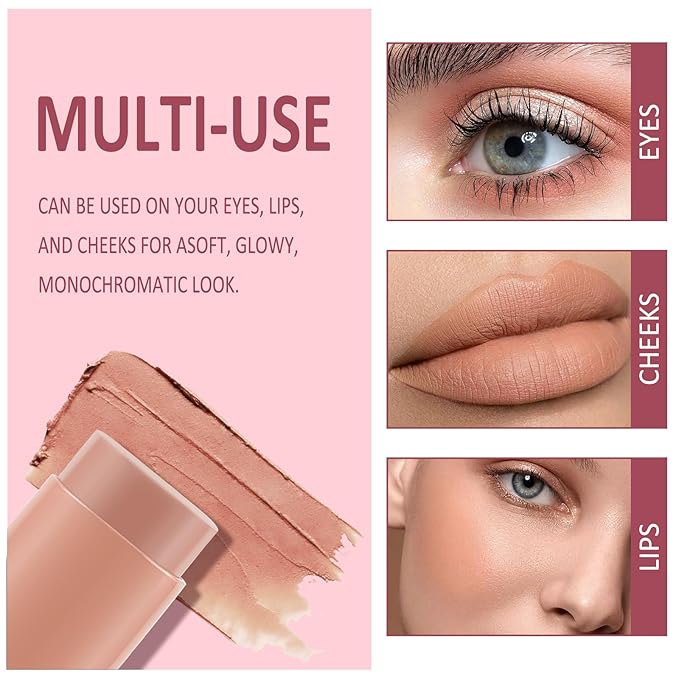 Cream Blush Makeup,Buildable Blush Stick for Cheeks,Matte Finish,Long Wear,Easy Application,Lightweight Multi Stick-VivaGrace Women