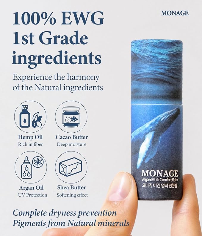 Korea Vegan & Nourishing & Moisturizing Lip Care Made from 100% Natural Ingredients, Organic Moisturizer for Dry, Cracked Lips & Skin, Long-lasting Lip Balm, Comfort, 0.38 Ounce-VivaGrace Women