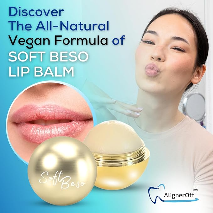 SoftBeso Lip Balm| Gold-Vanilla Flavor| Vegan Lip Care|Clean Ingredients | Lip Balm for Beautiful, Soft Lips | Hydrating & Nourishing Lip Care Products | Premium Lip Balm Ball-VivaGrace Women