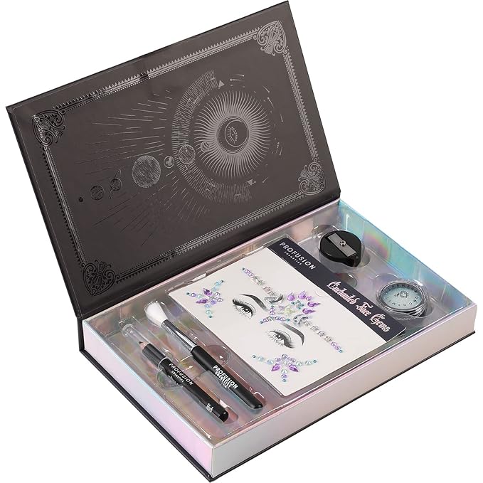 Profusion Cosmetics 5-pc Makeup Look Book, Long Lasting Eye Makeup for Women Eye Brightening Pressed Glitter with Eyeshadow Brush and Black Eyeliner, Easy To Clean and Convenient Makeup Sharpener-VivaGrace Women