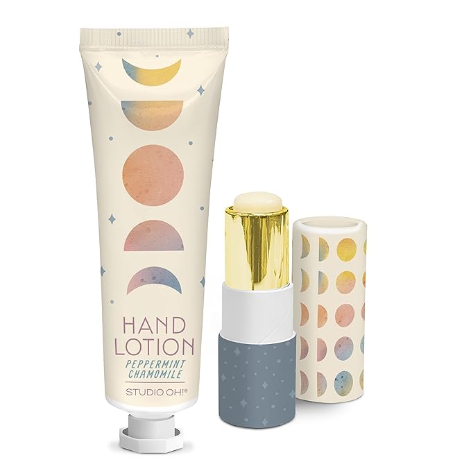 Studio Oh! Lip Balm & Hand Lotion Set - Travel-Size Toiletries, 2-Piece Gift Set - Moisturizing, Portable - Moon Phases-VivaGrace Women