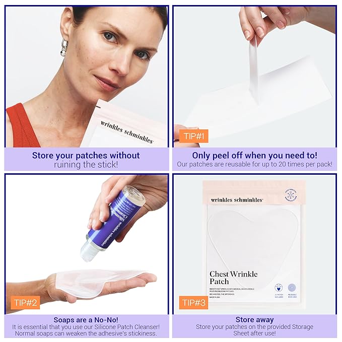 Wrinkles Schminkles Chest Wrinkle Patch - Reusable Silicone Smoothing Pads for Cleavage & Body, Reduce Wrinkles & Stretch Marks, Sensitive Formulated, Secret to Radiant Skin (1 Pack)-VivaGrace Women