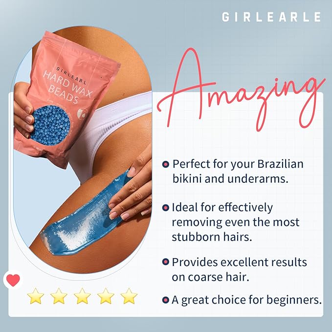 Hard Wax Beads, 1lb Wax Beans for Hair Removal, Hard Wax for Women Sensitive Skin at Home, Wax Refill Perfect for Brazilian Bikini, Eyebrow, Legs, Facial and Full Body with Chamomile Formula-VivaGrace Women