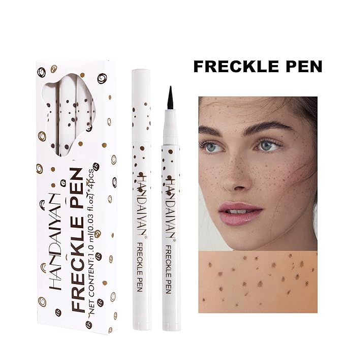 AKARY 4 Colors Freckle Pen Professional Lifelike Face Concealer Point Out Natural Waterproof Longlasting Soft Artificial Freckles Fine Makeup Freckle Pen Life Face Decoration (01+02+03+04)-VivaGrace Women