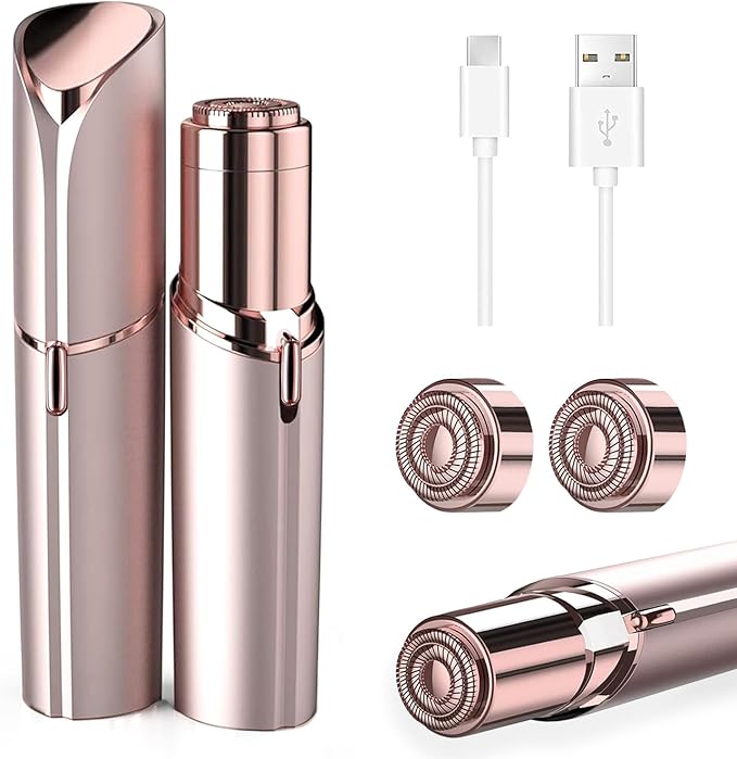 tuokiy Facial Hair Remover for Women, Face Shaver for Women, Lady Face Electric Razor for Lip, Chin, Peach Fuzz, 2 Replacement Heads and USB Rechargeable-VivaGrace Women