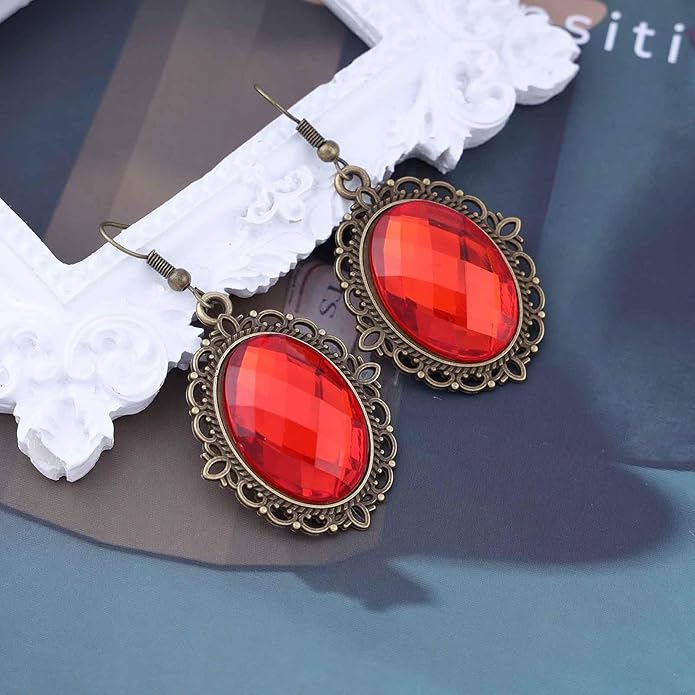 Vintage Black Crystal Drop Earrings Oval Onyx Dangle Earrings Large Onyx Stud Earrings Black Gem Hook Earrings Jewelry for Women and Girls-VivaGrace Women