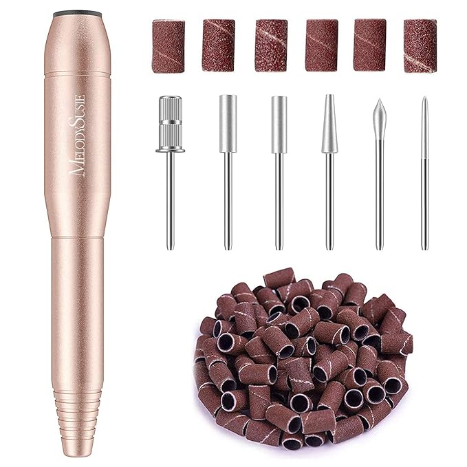 MelodySusie Portable Electric Nail Drill,PC120B Compact Efile Electrical Professional Nail File Kit for Acrylic, Gel Nails, Manicure Pedicure Polishing Shape Tools Design for Home Salon Use, Gold-VivaGrace Women