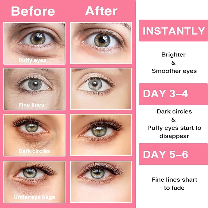 60pcs Under Eye Mask, Pink Collagen Under Eye Patches for Puffy Eyes & Dark Circles Treatments, Reduce Under Eye Bags Smooth Wrinkles, Lighthen Fine Lines, Moisturizing Under Eye Masks-VivaGrace Women