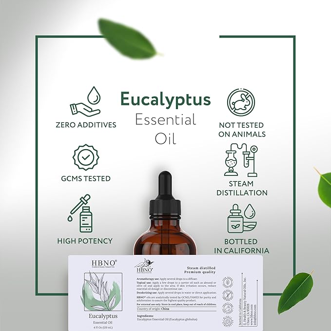 HBNO California Bottled Eucalyptus Essential Oil for Diffuser 4 fl oz (120ml) - Perfect Eucalyptus Oil Essential Oil for Aromatherapy & DIY-VivaGrace Women