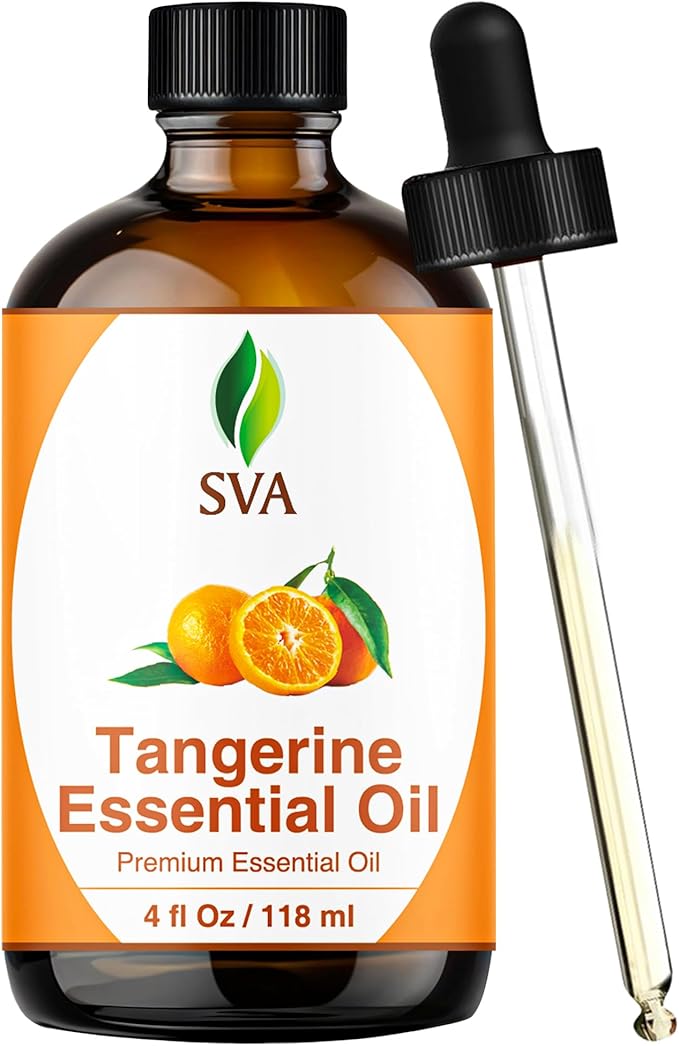 SVA Tangerine Essential Oil – 4 Fl Oz – 100% Natural Tangerine Oil - for Diffuser, Hair Care, Face, Skin Care, Aromatherapy, Scalp and Body Massage, Soap and Candle Making – with Dropper-VivaGrace Women