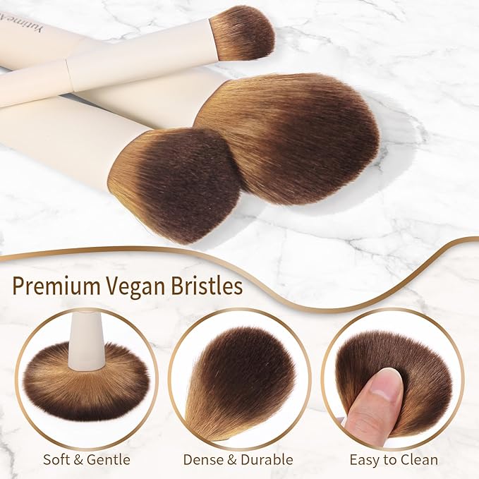 Makeup Brush Set 10pc, Dual-Ended Makeup Brushes For Bronzer, Contour, Eyeshadow, Blush, Concealer & Foundation Application-VivaGrace Women