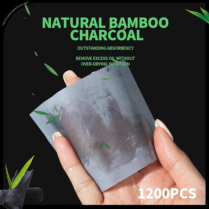 Blotting Paper for Oily Skin, Natural Bamboo Charcoal Blotting Paper, Oil Blotting Sheets for Face, 100 * 70MM Large Oil Absorbing Sheets Makeup Face Tissues, 200 Counts-VivaGrace Women