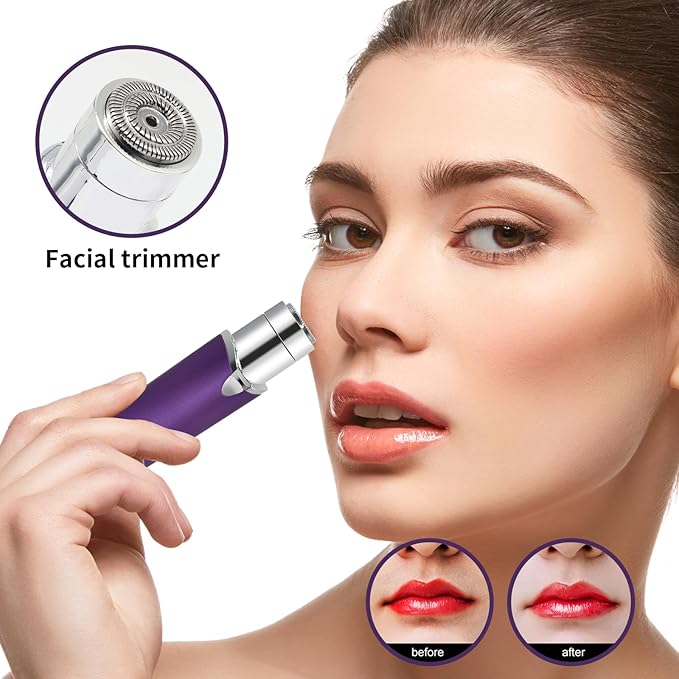 Eyebrow Facial Trimmer, Facial Hair Removal for Women, Smooth & Painless Face Razors Eyebrow Shaver for Women - 2 in 1 Facial Hair Remover & Eyebrow Trimmer with Built-in Battery for Face, Lip, Chin-VivaGrace Women