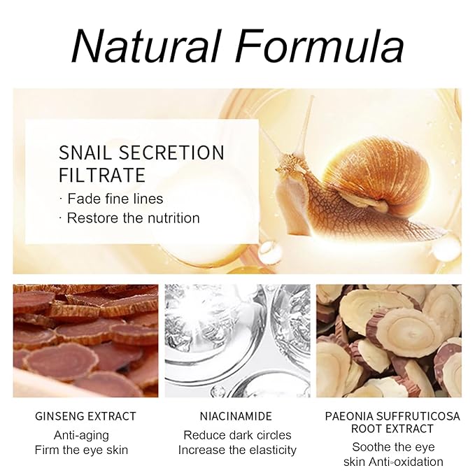 Snail Eye Cream for Dark Circles and Puffy Eyes Eye Bags Remover, Eye Cream Anti Aging, Under Eye Cream, Reduce Lines Wrinkles Puffiness and Dark Circles for All Skin Types-VivaGrace Women