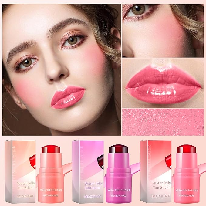 Milk Jelly Blush Cooling Water Jelly Tint, Milk Jelly Tint Jelly Blush Stick, Milk Lip And Cheek Stick, Sheer Lip & Cheek Stain, Jelly Tint Makeup (Pink, Free Size)-VivaGrace Women