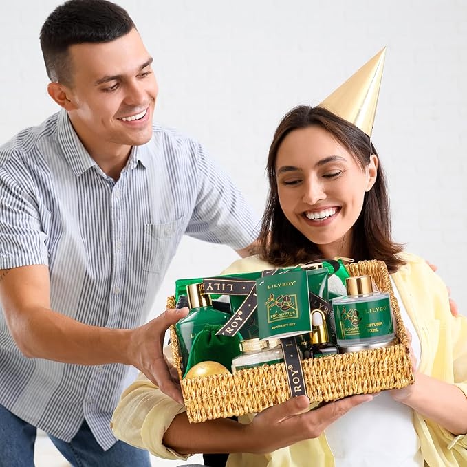 Mothers Day Relaxation Gift Basket - 15-Piece Premium Eucalyptus Bath Gift Set for Women & Men - Spa Kit with Shower Gel Ideal for Birthday, Christmas, Father’s Day, Perfect for Holidays & Self Care-VivaGrace Women