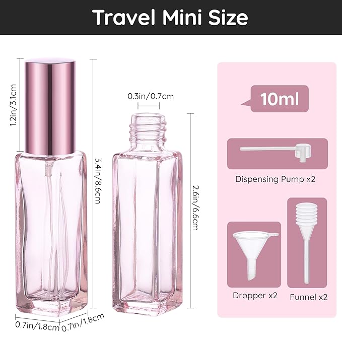 Segbeauty 10ML Refillable Perfume Bottle, 10 Packs Fine Mist Atomizer Sprayer, Empty Glass Spray Bottle Mini Portable Travel Atomizer for Toiletries, Fragrance Scent Pump Dispenser-VivaGrace Women