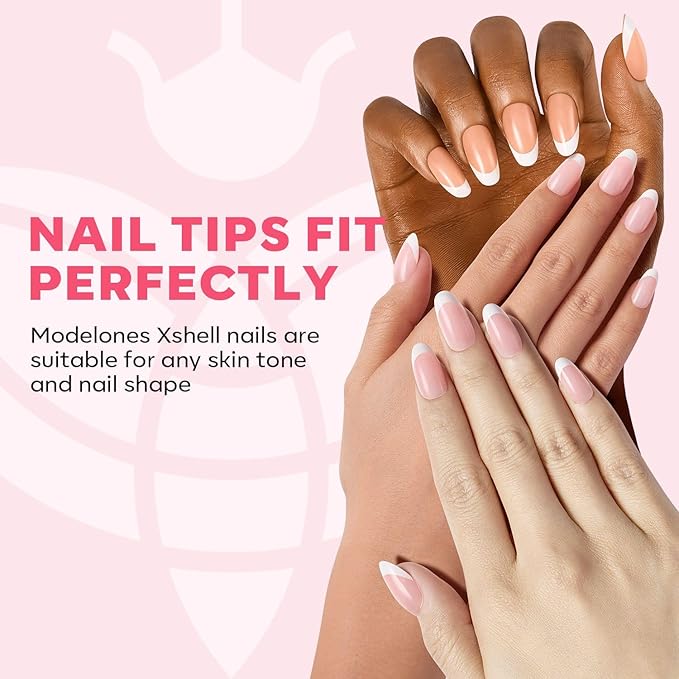 modelones Press on Nails, 150 Pcs French Tip Press on Nails, NailBoxie Brown Short Almond Nail Tips, Soft Gel Nail Tips, Ideal for Wedding, Party, Daily DIY Nail, 15 Sizes (S)-VivaGrace Women