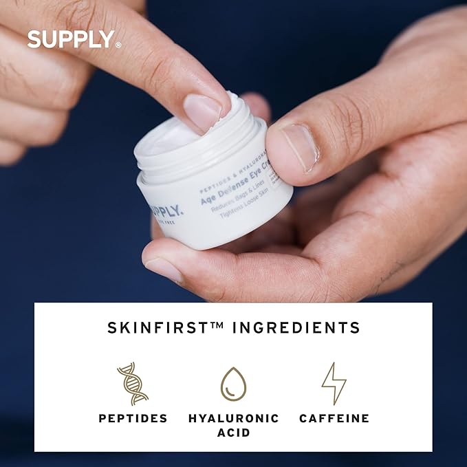 SUPPLY Age Defense Eye Cream - Powerful Anti-aging Eye Cream for Men - Reduces Bags, Puffiness, and Dark Circles - Natural, Paraben Free Eye Moisturizer - Peptides, Hyaluronic Acid, Caffeine Eye Cream-VivaGrace Women